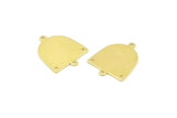 Brass D Shape,  24 Raw Brass D Shape Charms With 2 Loops And 2 Holes (21x17x0.50mm) M1053