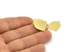 Brass D Shape,  24 Raw Brass D Shape Charms With 2 Loops And 2 Holes (21x17x0.50mm) M1053