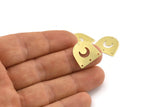 Brass Moon Charm,  24 Raw Brass D Shape Charms With 4 Holes (16x17x0.50mm) M1067