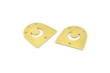 Brass Moon Charm,  24 Raw Brass D Shape Charms With 4 Holes (16x17x0.50mm) M1066