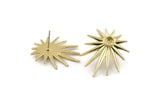 Brass Badge Earring, 2 Raw Brass Rosette Stud Earrings - Pad Size 4mm (29x25mm) N1507