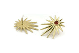 Brass Badge Earring, 2 Raw Brass Rosette Stud Earrings - Pad Size 4mm (29x25mm) N1507