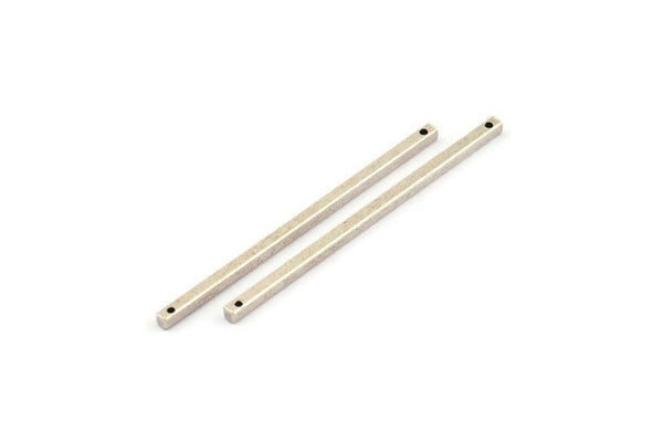 Silver Necklace Bar, 10 Antique Silver Plated Brass Charms With 2 Holes, Necklace, Bars (2x50mm) BS 1752