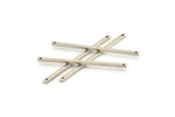 Silver Necklace Bar, 10 Antique Silver Plated Brass Charms With 2 Holes, Necklace, Bars (2x50mm) BS 1752