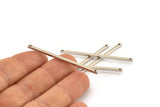 Silver Necklace Bar, 10 Antique Silver Plated Brass Charms With 2 Holes, Necklace, Bars (2x50mm) BS 1752