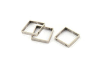 Silver Square Charm, 8 Antique Silver Plated Brass Square Connectors With 2 Holes (18x3x0.80mm) BS 1740 H1315