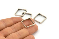 Silver Square Charm, 8 Antique Silver Plated Brass Square Connectors With 2 Holes (18x3x0.80mm) BS 1740 H1315