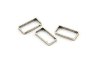 Gümüş Dikdörtgen Charm, 2 Delikli 12 Antik Gümüş Kaplama Pirinç Dikdörtgen Bağlantı Parçası (10x20x2,5x0,80 mm) BS 1745