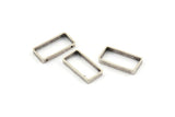 Gümüş Dikdörtgen Charm, 2 Delikli 12 Antik Gümüş Kaplama Pirinç Dikdörtgen Bağlantı Parçası (10x20x2,5x0,80 mm) BS 1745