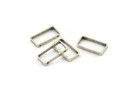 Gümüş Dikdörtgen Charm, 2 Delikli 12 Antik Gümüş Kaplama Pirinç Dikdörtgen Bağlantı Parçası (10x20x2,5x0,80 mm) BS 1745