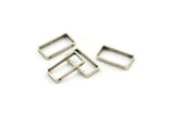 Gümüş Dikdörtgen Charm, 2 Delikli 12 Antik Gümüş Kaplama Pirinç Dikdörtgen Bağlantı Parçası (10x20x2,5x0,80 mm) BS 1745
