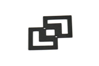 Black Irregular Charm, 4 Oxidized Black Brass Irregular Connectors With 2 Holes, Findings, Pendants (42x28x0.60mm) D954