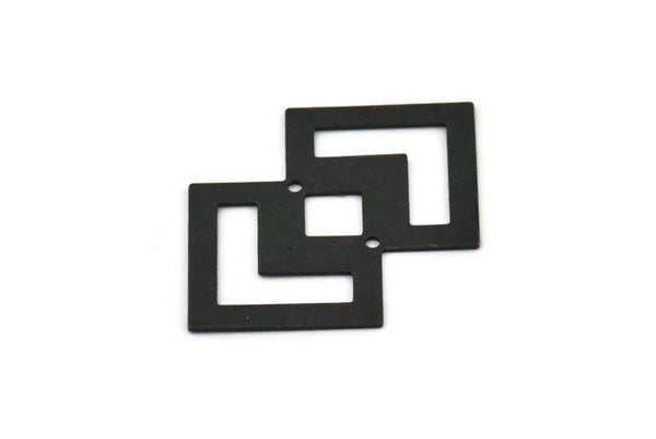 Black Irregular Charm, 4 Oxidized Black Brass Irregular Connectors With 2 Holes, Findings, Pendants (42x28x0.60mm) D954