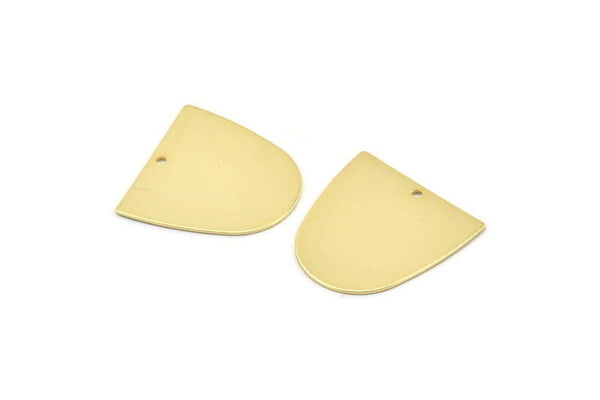 D Shaped Charm, 4 Gold Plated Brass D Shaped Connectors With 1 Hole, Earrings, Findings (20x20x0.50mm) D0700