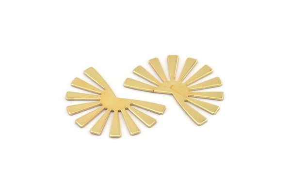Gold Sun Blank, 6 Gold Plated Brass Rising Sun Flag Blanks, Findings (25x17x0.60mm) D945 Q1112