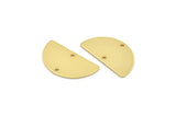 Semi Circle Charm, 4 Gold Plated Brass Half Moon Blanks With 2 Holes, Earrings, Pendants (24x13x0.80mm) D918