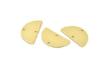 Semi Circle Charm, 4 Gold Plated Brass Half Moon Blanks With 2 Holes, Earrings, Pendants (24x13x0.80mm) D918