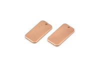 Rose Gold Rectangle Charm, 2 Rose Gold Plated Brass Rectangle Charms With 1 Hole Earrings, Findings (20x10x1mm) D1144