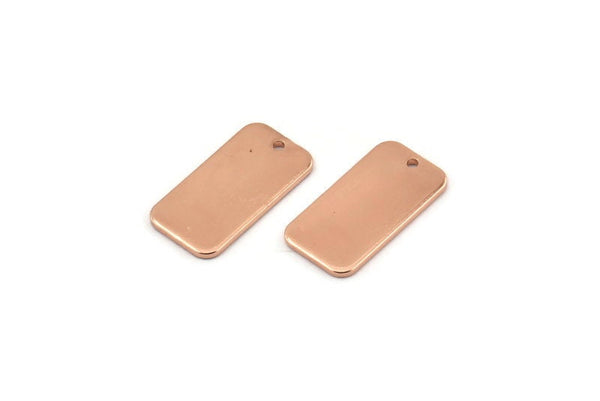 Rose Gold Rectangle Charm, 2 Rose Gold Plated Brass Rectangle Charms With 1 Hole Earrings, Findings (20x10x1mm) D1144