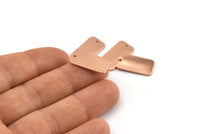 Rose Gold Rectangle Charm, 2 Rose Gold Plated Brass Rectangle Charms With 1 Hole Earrings, Findings (20x10x1mm) D1144