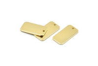 Gold Rectangle Charm, 2 Gold Plated Brass Rectangle Charms With 1 Hole Earrings, Findings (20x10x1mm) D1144