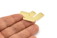 Gold Rectangle Charm, 2 Gold Plated Brass Rectangle Charms With 1 Hole Earrings, Findings (20x10x1mm) D1144