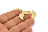 Gold Crescent Moon, 2 Gold Plated Brass Moons With 2 Holes (25x11x0.80mm) D0010