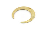 Gold Moon Charm, 4 Textured Gold Brass Crescent Moon Charms With 1 Hole, Connectors (27x25x1mm) D931
