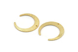 Gold Moon Charm, 4 Textured Gold Brass Crescent Moon Charms With 1 Hole, Connectors (27x25x1mm) D931
