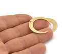 Gold Moon Charm, 4 Textured Gold Brass Crescent Moon Charms With 1 Hole, Connectors (27x25x1mm) D931