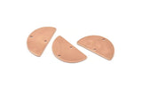 Semi Circle Charm, 4 Rose Gold Plated Brass Half Moon Blanks With 2 Holes, Earrings, Pendants (24x13x0.80mm) D918