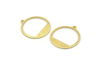 Gold Round Charm, 6 Gold Plated Brass Textured Round Charms With 1 Loop, Earrings, Findings (22x21x0,70mm) D0772