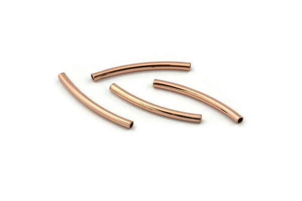 Rose Gold Tube, 24 Rose Gold Plated Brass Curved Tubes (2x25mm) D0202