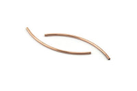 Rose Gold Tube, 12 Rose Gold Plated Brass Curved Tubes (1.5x50mm) D0282