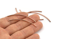 Rose Gold Tube, 12 Rose Gold Plated Brass Curved Tubes (1.5x50mm) D0282