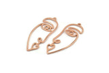 Rose Gold Face Charm, 4 Rose Gold Plated Brass Face Charms With 1 Loop, Pendants, Earrings, Findings (41x16x1mm) D0627 Q1110