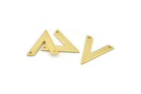 Gold V Shape, 4 Gold Plated Brass V Shaped Charms With 2 Holes, Pendants, Findings (20x18x1mm) D0684