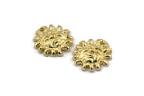 Brass Sun Charm, Raw Brass Sun Charms With 1 Loop, Findings (16x15mm) N1509
