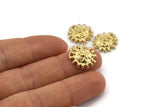 Brass Sun Charm, Raw Brass Sun Charms With 1 Loop, Findings (16x15mm) N1509
