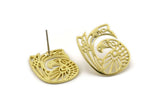 Brass Bird Earring, 4 Raw Brass Bird Stud Earrings (22x17x1.2mm) N1510