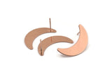 Rose Gold Moon Earring, 2 Rose Gold Plated Brass Crescent Moon Stud Earrings (28x8x0.65mm) D949 A1220 Q1018