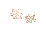 Rose Gold Leaf Earring, 4 Rose Gold Plated Brass Leaf Stud Earrings (26x21x0.60mm) D0776 A1215 Q1019