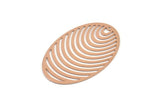 Rose Gold Oval Charm, 4 Rose Gold Plated Brass Oval Earring Charms With 1 Hole, Findings (40x26mm) D0632