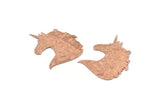 Rose Gold Horse Charm, 4 Rose Gold Plated Brass Unicorn Charms With 1 Loop, Earrings, Pendants (32x27mm) D0630