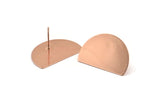 Semi Circle Earring, 2 Rose Gold Plated Brass Half Moon Stud Earrings (26.5x17.5x0.50mm) D986 A1307 Q1065