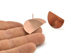 Semi Circle Earring, 2 Rose Gold Plated Brass Half Moon Stud Earrings (26.5x17.5x0.50mm) D986 A1307 Q1065