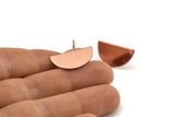 Semi Circle Earring, 2 Rose Gold Plated Brass Half Moon Stud Earrings (22x12x1mm) D1091 A1329 Q1003