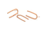 Rose Gold Geometric Earring, 4 Rose Gold Plated Brass U Shaped Stud Earrings (27x13x0.50mm) D1346 A1410 Q1108