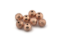 Rose Gold Ball Bead, 6 Rose Gold Plated Brass Spacer Beads, Findings (10mm) D1266 Q1000