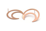 Rose Gold Moon Earring, 2 Rose Gold Plated Brass Crescent Moon Stud Earrings (42x16x0.80mm) M175 A1633